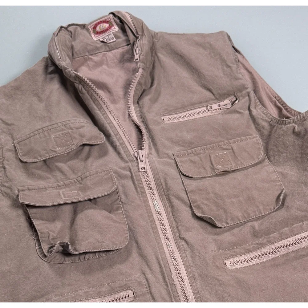 VTG 80s Banana Republic Hooded Bush Vest Mens M Safari Travel Mill Vally Khaki